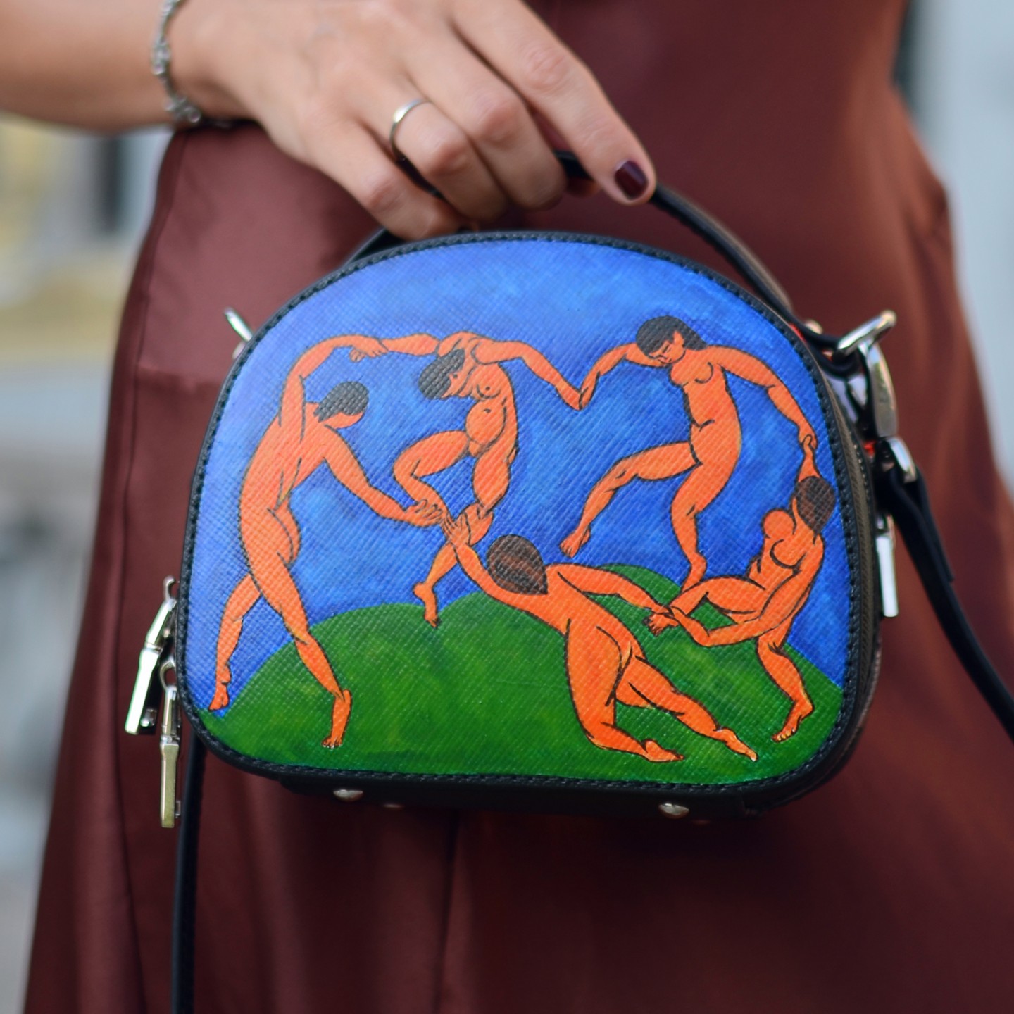   Кожаная сумка с ручной росписью Танец Матисс